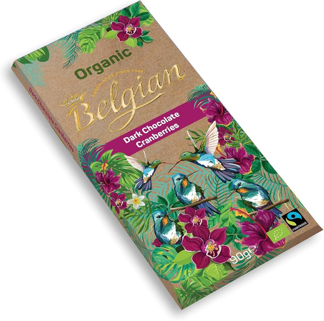THE BELGIAN ORGANIC DARK 72% CRANBERRIES 90G